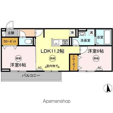 ユニヴェールG棟(2LDK/3階)の間取り写真