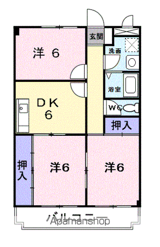 レクリオ谷(3DK/2階)の間取り写真