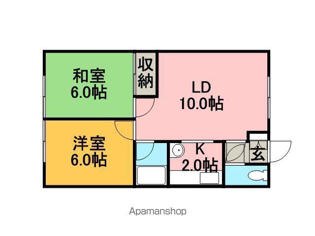 スカイハイツ(2LDK/1階)の間取り写真