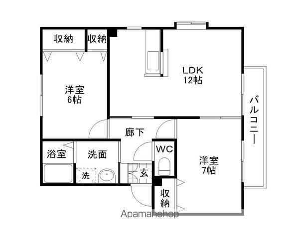 ヴィラコート二町(2LDK/2階)の間取り写真