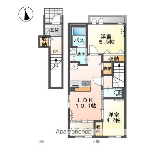 阿見町阿見アパート(2LDK/2階)の間取り写真