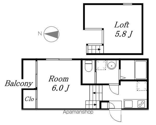 ハーモニーテラス八田(ワンルーム/2階)の間取り写真