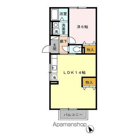 アムールヒルズ AB(1LDK/2階)の間取り写真