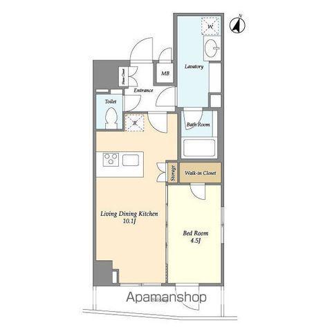 ディームス東新宿(1LDK/6階)の間取り写真