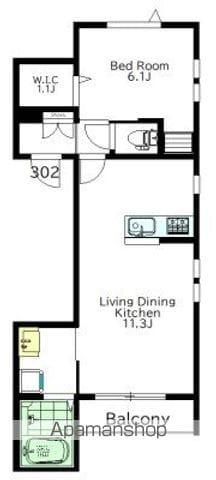 ブリランテ三宿(1LDK/3階)の間取り写真