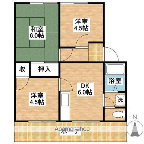 和歌山線 岩出駅 徒歩59分 2階建 築38年(3DK/1階)の間取り写真