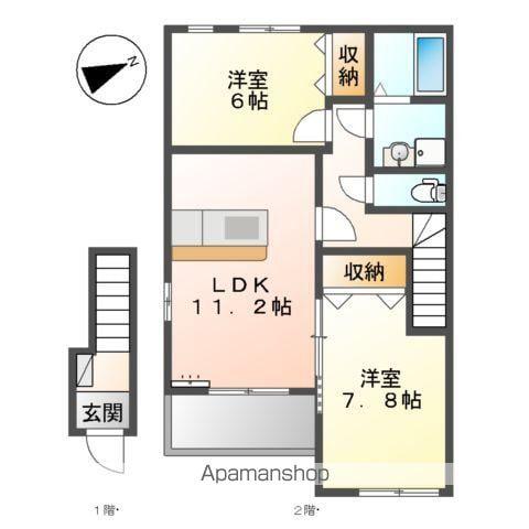ステラ川南(2LDK/2階)の間取り写真
