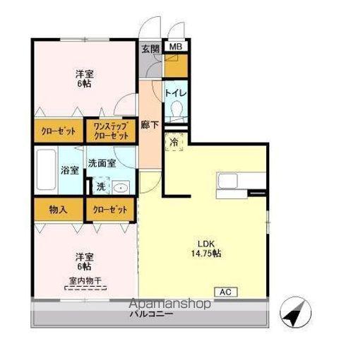 アトリアI(2LDK/1階)の間取り写真