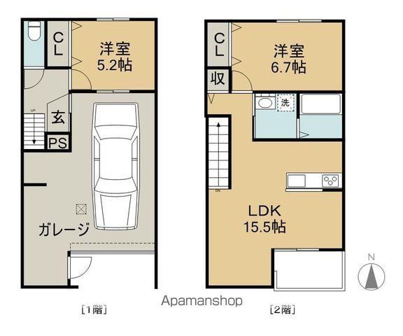 エーデル早川Ⅱ(2LDK)の間取り写真