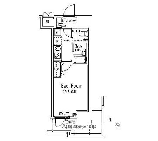 パークアクシス千葉(1K/4階)の間取り写真