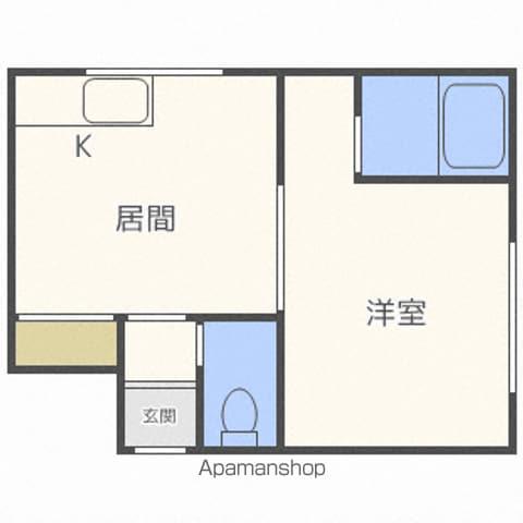 ラポール栄町(1DK/1階)の間取り写真