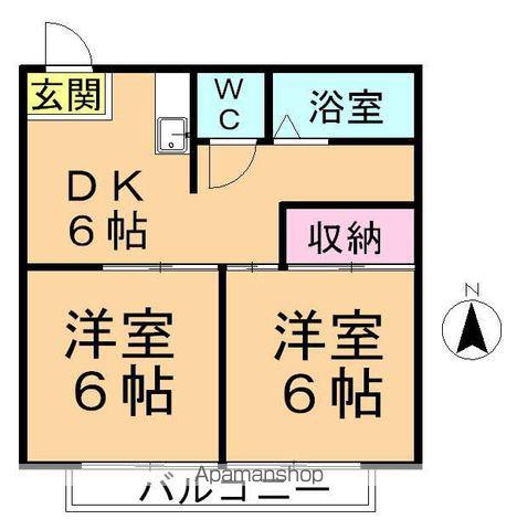 レオパレス大巻A(2DK/2階)の間取り写真