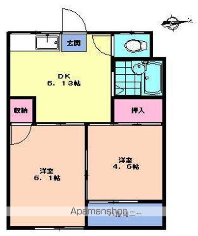 コーポみなみ(2DK/1階)の間取り写真