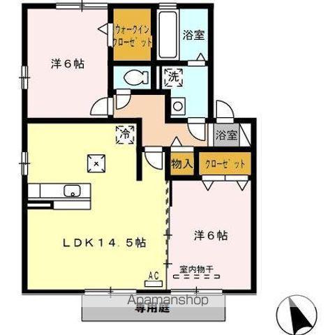 アルル A棟(2LDK/1階)の間取り写真