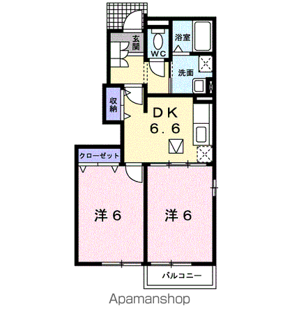 レジデンスコンフォルトⅡ(2DK/1階)の間取り写真