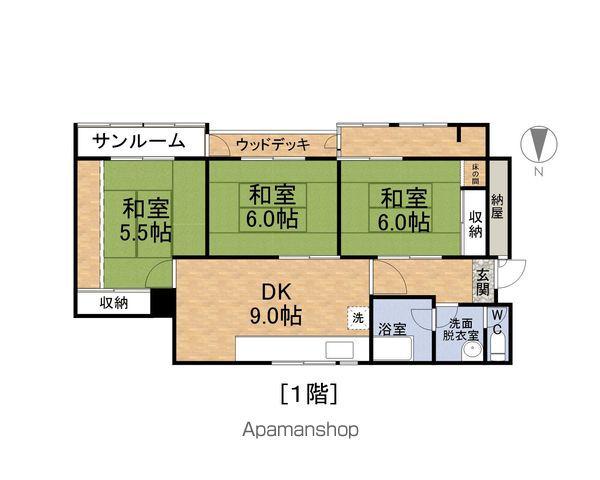 福井鉄道福武線 赤十字前駅 バス乗車時間:23分 ハイツ中央バス停で下車 徒歩9分 1階建 築52年(3DK)の間取り写真