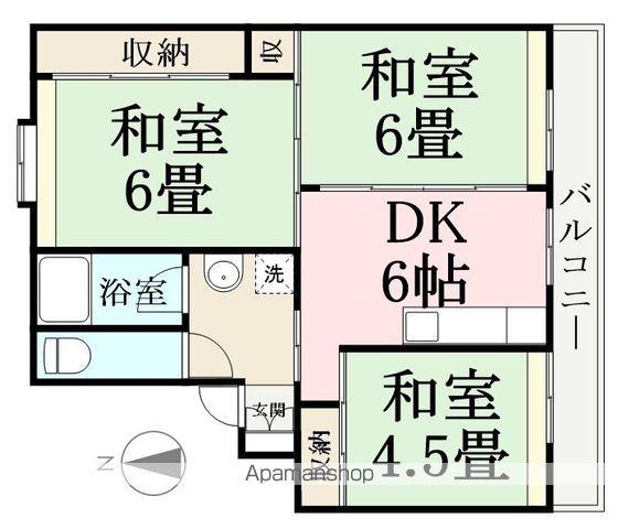 ファーストレジデンス三国1号棟(3DK/2階)の間取り写真