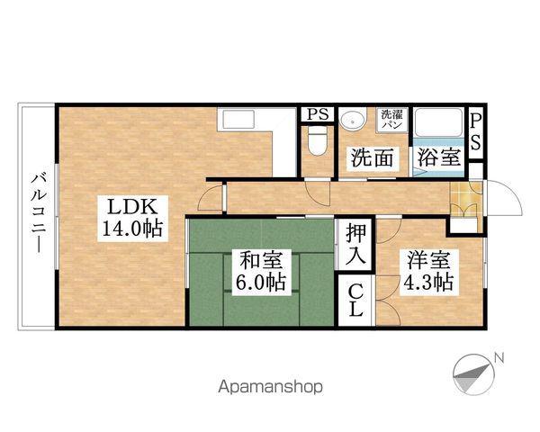 花戸マンション(2LDK/3階)の間取り写真