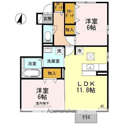 メルヴェーユ(2LDK/1階)の間取り写真
