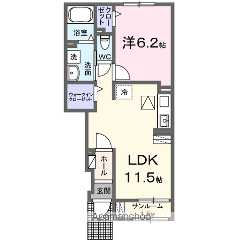 エスパースHOUFU Ⅱ(1LDK/1階)の間取り写真