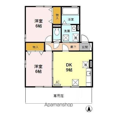 コーポチェリッシュB棟(2DK/1階)の間取り写真