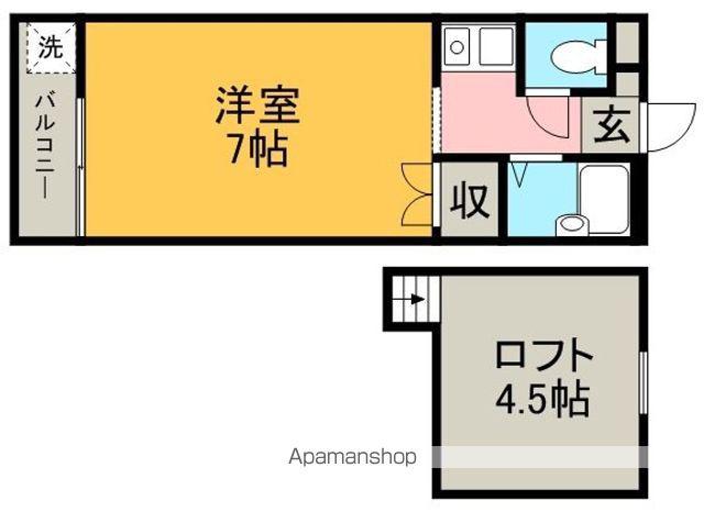 イーストⅡ(ワンルーム/2階)の間取り写真