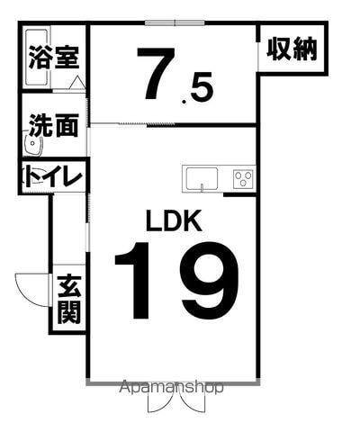 西8北4 B棟(1LDK/1階)の間取り写真