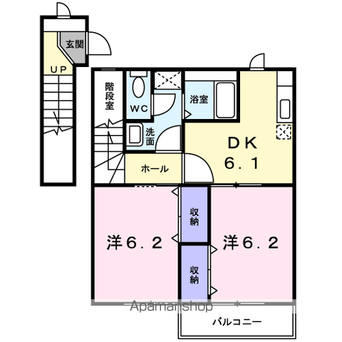 アーバンハイツⅡ(2DK/2階)の間取り写真