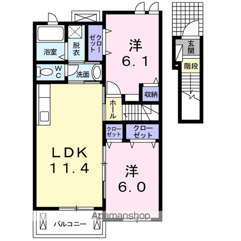 リッシュヒルズ柏の葉Ⅲ(2LDK/2階)の間取り写真