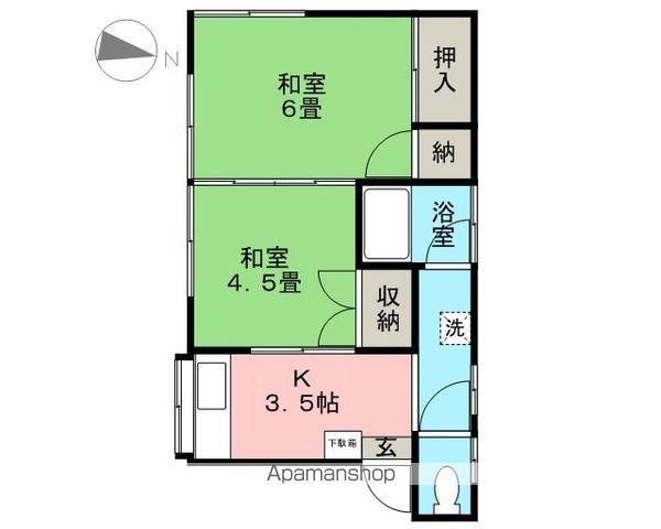 グリーンコーポ(2K/2階)の間取り写真