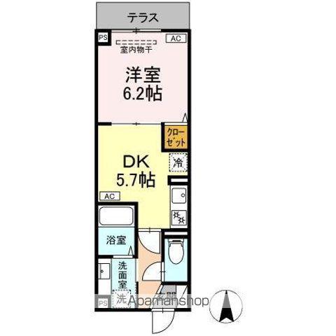 ルリアン北小岩Ⅲ(1DK/1階)の間取り写真