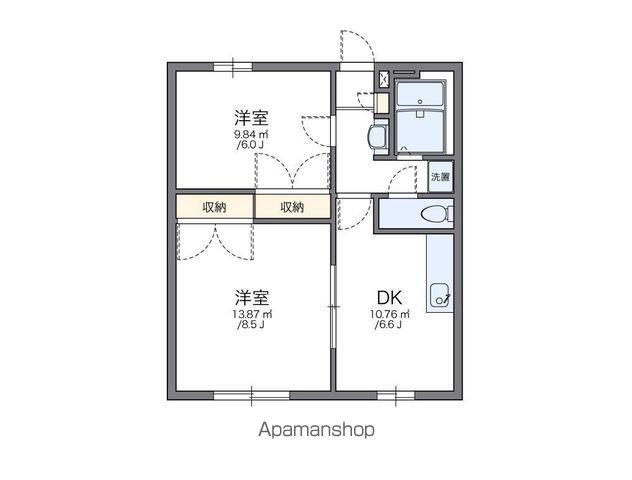 レオパレス鹿子木AREAⅡ(2DK/1階)の間取り写真