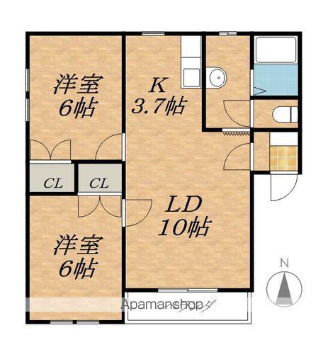 ラッキーストーリッジⅠ(2LDK/2階)の間取り写真