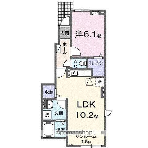 JADA HOUSE滝宮A(1LDK/1階)の間取り写真