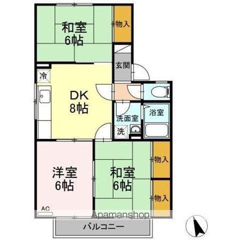 ハイドゥ伴B棟(3DK/2階)の間取り写真