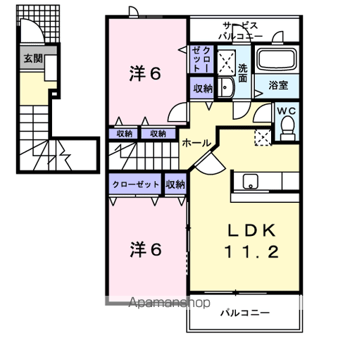 サンリット神川 B(2LDK/2階)の間取り写真