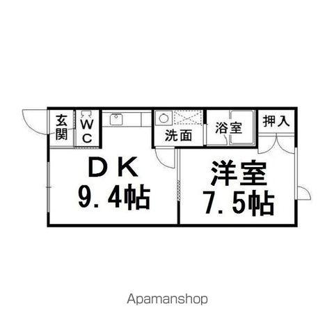 コーポラスサンシャイン(1DK/1階)の間取り写真