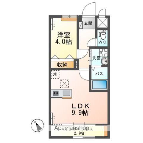 ウィンドヒルA(1LDK/1階)の間取り写真