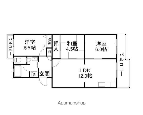 チュリス石山(3LDK/1階)の間取り写真