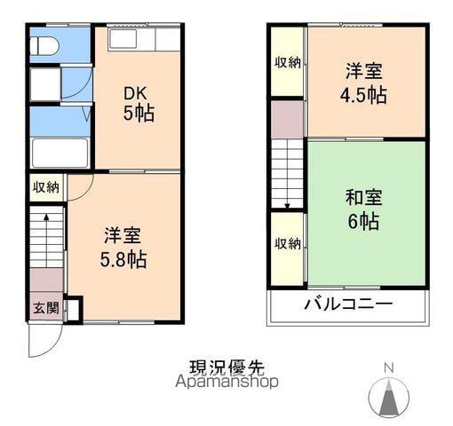 コーポ宮 1号棟(3K/1階)の間取り写真