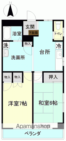 メゾン林東(2DK/1階)の間取り写真