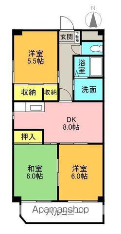 ロイヤルヒルズ山代参番館(2LDK/2階)の間取り写真