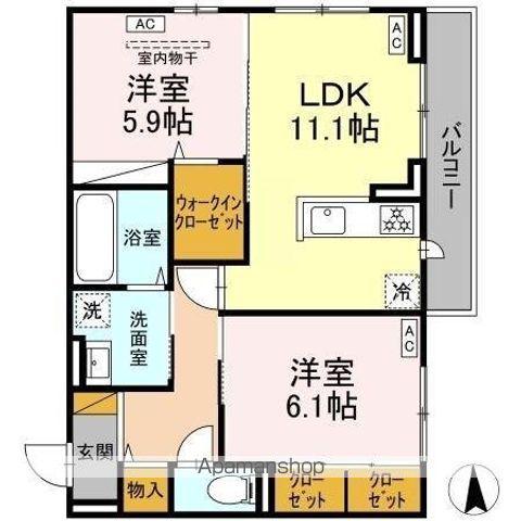 ヴィラージュ(2LDK/2階)の間取り写真