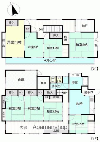 常磐線 久ノ浜駅 徒歩10分 2階建 築59年(7SDK)の間取り写真