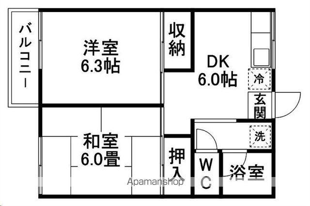 クレール旭ヶ丘(2DK/2階)の間取り写真