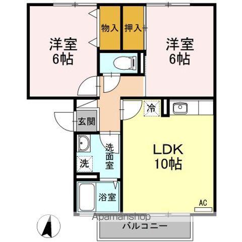 ペアシティゆうⅠ(2LDK/2階)の間取り写真