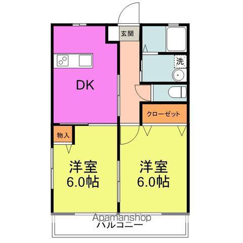 レトア国府A棟(2DK/1階)の間取り写真