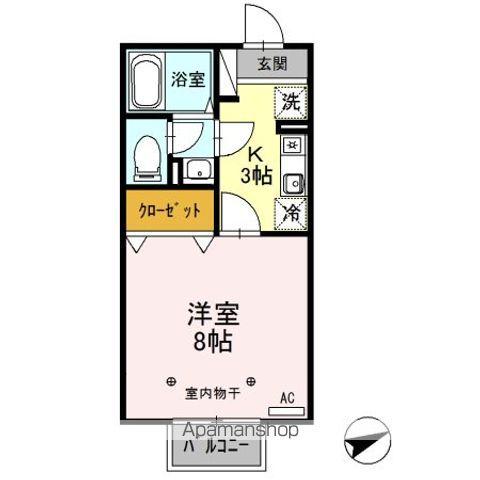 セジュール程島Ⅰ(1K/2階)の間取り写真