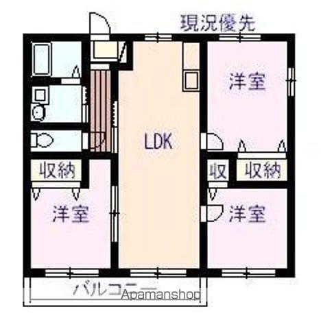 グランソレイユⅠ(3LDK/1階)の間取り写真