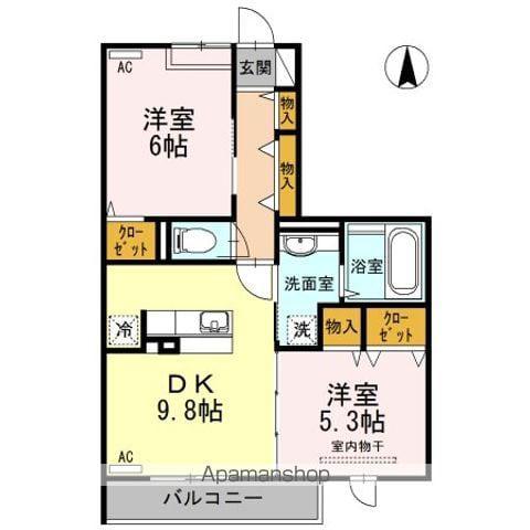 AMOUR櫻花(2DK/3階)の間取り写真